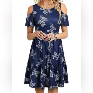 YATHON Women's Cold Shoulder Sleeve Mini Short Dress